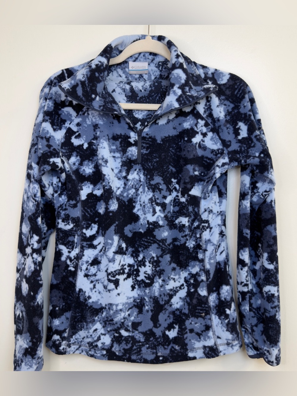 Columbia Women's Navy and Light Blue Tie-Dye Quarter-Zip Fleece Pullover